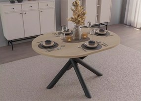 Nowoczesny stół YOKO owalny 138 cm do jadalni – blat laminowany, metalowe czarne nogi