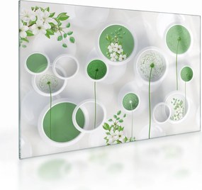 Obraz na szkle - Kwiaty w kółkach (70x50 cm)