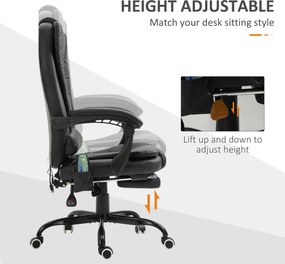 Vinsetto Fotel z masażerem i Podnóżkiem Regulowany z Poduszką na Plecy Komfort i Relaks Czarny | Aosom PL