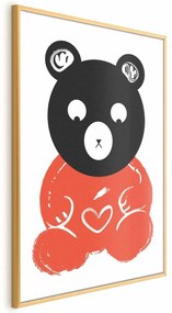 Plakat Zamyślony miś 21x30 cm z ramą złotą bez marginesu ARTGEIST B