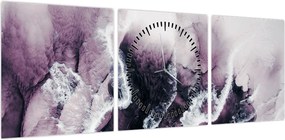 Obraz - Fioletowy marmur N⁰2 (z zegarem) (90x30 cm)