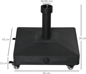 Outsunny podstawa pod parasol 38/48mm na kółkach, stabilna do 20kg na taras balkon ogród - Aosom PL