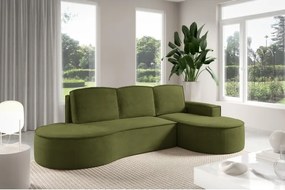 Narożnik MOLLY Prawostronny z funkcją spania, wolnostojący tkanina CURIO 39 Zielony