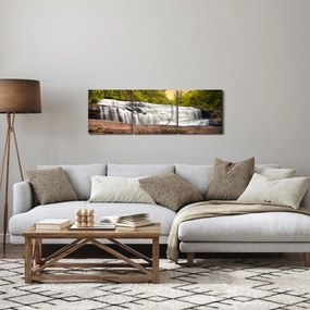Obraz wodospadu (z zegarem) (90x30 cm)