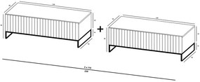 Zestaw 2 białych ryflowanych szafek pod TV - Irving 10X