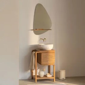 Zestaw Mebli Łazienkowych Z Drewna Tekowego Bradley Nieregularna Z Biały Cementu ↔︎40 Cm Fedro - Sklum