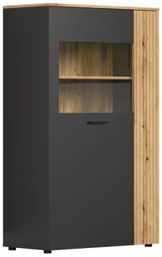 Niska witryna szklana grafit + dąb evok D6-B43