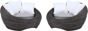 Zestaw 2 foteli ogrodowych WHITEHEAVEN z technorattanu - Kolor szary