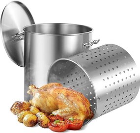 Garnek ze Stali Nierdzewnej SucceBuy, 60,5 l, z Pokrywką z Koszem do Gotowania