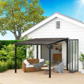 Outsunny Pergola Metalowa 3 x 3 m, Ogrodowa Pergola z Wodoodpornym Dachem, Wolnostojąca, Odporna na Wiatr, Z Ochroną UV, Ciemnoszara
