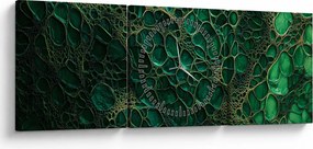 Obraz - Zielony mikroskopowy obraz (z zegarem) (90x30 cm)