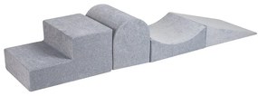 Jasnoszary aksamitny piankowy plac zabaw 4 szt. wysokość 30 cm 45x193 cm Montessori – Meowbaby