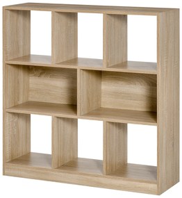 HOMCOM Półka na książki Regalna Półka stojąca, 8 półek, 97,5 x 30 x 100 cm, Wykończenie dębowe