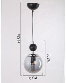 Czarno-szara lampa wisząca ze szklanym kloszem ø 15 cm Marble – Squid Lighting