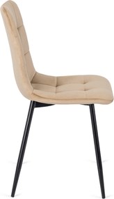 Zestaw Stół Okrągły Rozkładany HARRY 102-142 cm Dąb Craft/Czarny i 4 Krzesła Tapicerowane PERU Beżowe Welurowe Nowoczesne