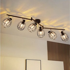 6er Vintage Black Crystal Ceiling Spotlight E14 Do Przemysłowego Korytarza Obrotowy 350°