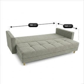 Sofa z Funkcją Spania LONAR Szara Boucle Nowoczesna