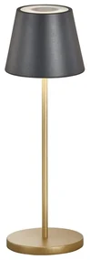 Lampa stołowa LED w czarno-złotym kolorze z metalowym kloszem (wysokość 34 cm) Cosenza – Fischer &amp; Honsel