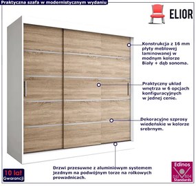 Szafa przesuwna biały + dąb sonoma 200 cm Merco