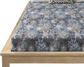 PrzytulneMieszkanie.pl Prześcieradło z mikrofibry SNOWFLAKE niebieskoszare 90x200 cm