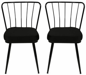 Zestaw krzeseł do jadalni Yildiz 2 Black and Black, 2 szt., 2 szt.
