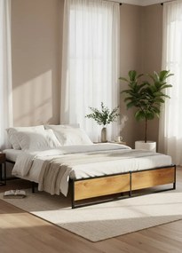 Czarne metalowe niskie łóżko małżeńskie 160x200 cm E0-K54