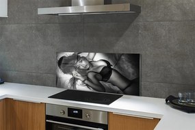 Panel szklany do Kuchni Portret Kobiety (Czarno-Biały)