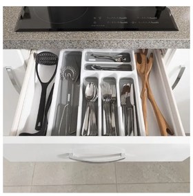 Biały/szary plastikowy organizer na sztućce do szuflady 58,5 x 41,5 cm – Addis