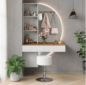 Stół do toalety biały/dąb 100x40x155 melora