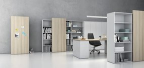Szafa biurowa na dokumenty BLOCK, 4 drzwi, 1600 × 400 × 1748 mm, biały