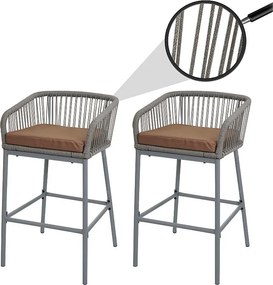 Stołek barowy MCW-O22 (zestaw 2 szt.),  jasnoszary, poduszka taupe