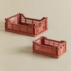 Zestaw 2 Składanych I Sztaplowanych Plastikowych Pudełek Doli Terracota - Sklum