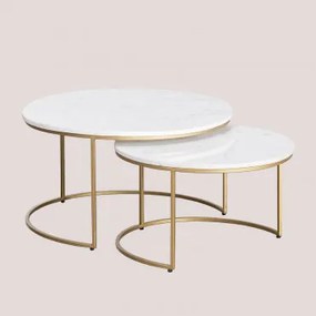 Okrągłe Stoliki Kawowe Z Marmuru Kaley Biały Marmur Banswara - Sklum