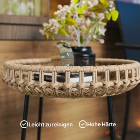 Outsunny Zestaw 2 Stolików Pomocniczych z Polirattanu Ø60/41 cm Okrągłe Odporny na Warunki Atmosferyczne Brązowy