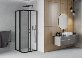 Mexen Rio kabina prysznicowa kwadratowa 70 x 70 cm, szron, czarna - 860-070-070-70-30