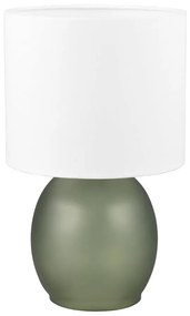 Biało-zielona lampa stołowa z tekstylnym kloszem (wys. 29 cm) Vela – Trio