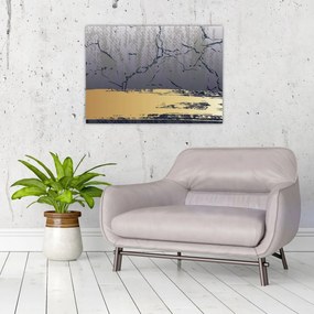 Obraz na szkle - Niebiesko-złota abstrakcja N⁰1 (70x50 cm)