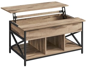 Vasagle Regulowany stół konferencyjny LUBOR, 60x100x(48-62)cm, camel brąz/czarna
