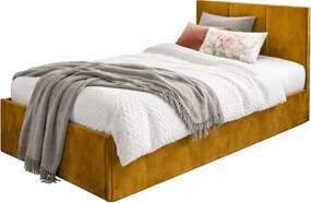 Musztardowe łóżko welwetowe H3-W60