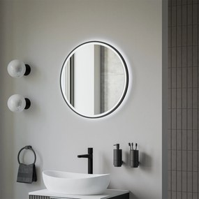 Lustro podświetlane LED 8232 - 2.0 okrągłeAluminiowa rama - Czarny mat - Piaskowany