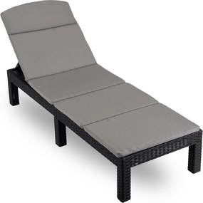 Fotel Ogrodowy Leżak LUIZJANA Technorattan Czarny/Szary
