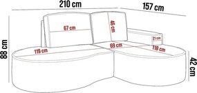 Narożnik MOLLY Lewostronny bez funkcji spania, wolnostojący tkanina CURIO 97 Szary