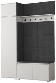 Szafa z siedziskiem tapicerowanym biały + szary M0-N92