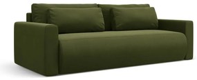 Zielona aksamitna rozkładana sofa ze schowkiem 238 cm Belfast – Cosmopolitan Design