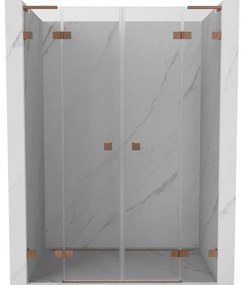 Mexen Lunar L Duo drzwi prysznicowe uchylne 140 cm, transparent, miedź szczotkowana - 834DL-140-000-65-00