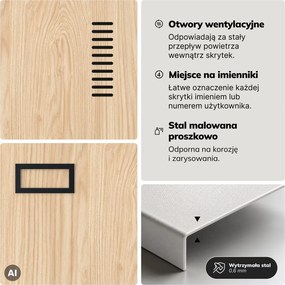 Szafa socjalna czterokomorowa Eco Design Kacper 80x50x180 cm, antracyt/dąb sonoma