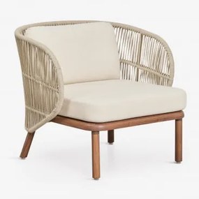 Fotel Z Drewna Akacjowego I Plecionej Liny Capri Kremowa - Sklum