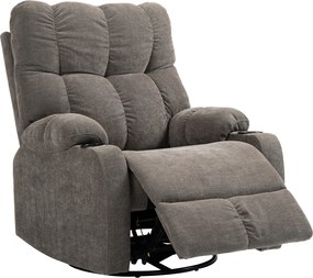 HOMCOM Fotel Relaksacyjny z Podnóżkiem, Leżak, Obrotowy, do 150 kg, Konstrukcja Stalowa, 88x96x108cm, Jasnobrązowy