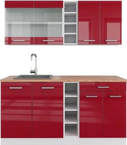 Pojedyncza kuchnia czerwony wysoki połysk/biały 160x60x81.6 r-line