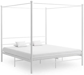Białe metalowe łóżko małżeńskie 180x200 cm - Aveiro